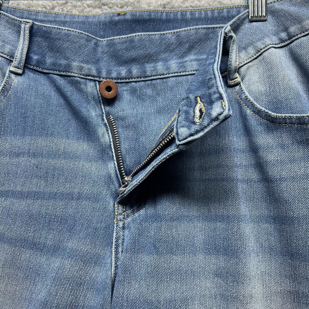 Halara Asymetrical Wide Leg Jeans PM Petite Medium Blue Stretch Faded Baggy - Picture 5 of 13